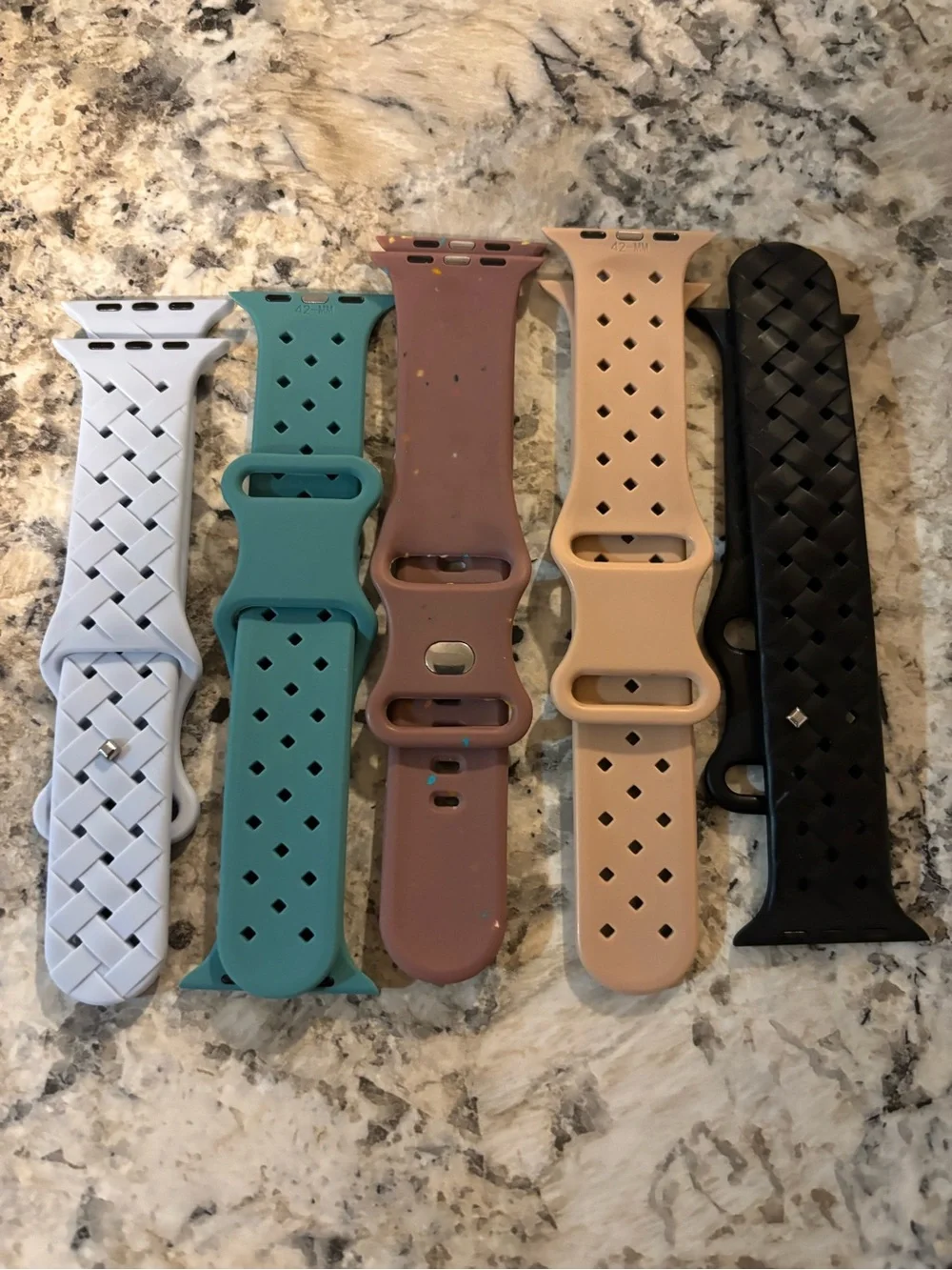 Silicone Woven Apple Watch Bands - White, Teal, Mauve, Blush, Black